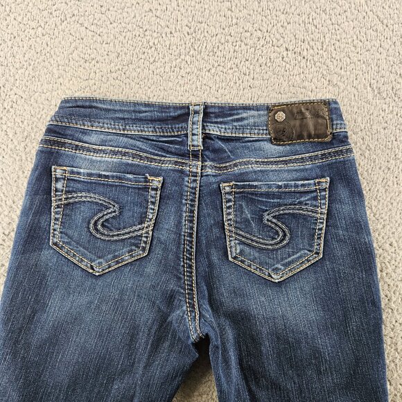 Silver Jeans Womens 26 (28x30) Blue Mod Rise Suki Super Skinny Embroidered - Picture 13 of 16